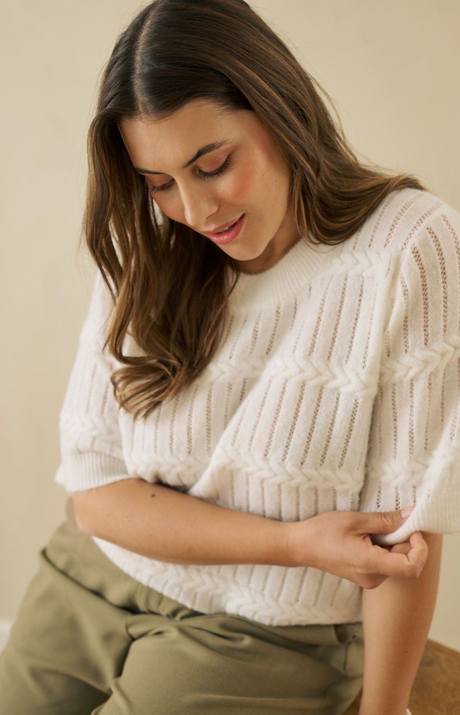 Kaffe Curve Minia Knit Top in White