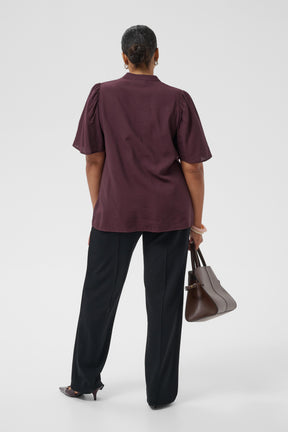 Kaffe Curve Nicola Ruffle Shirt in Fudge 