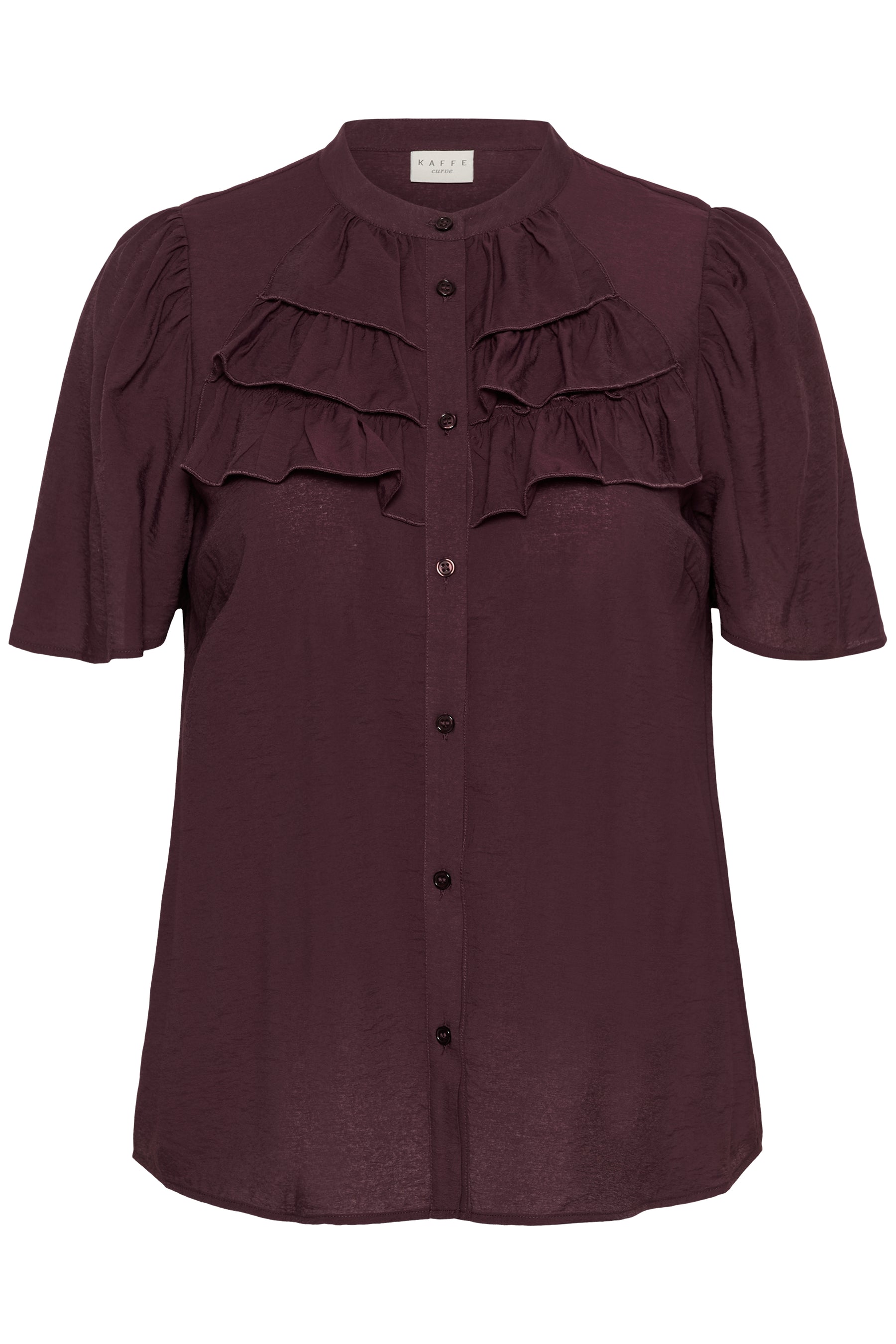 Kaffe Curve Nicola Ruffle Shirt in Fudge 