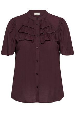 Kaffe Curve Nicola Ruffle Shirt in Fudge 