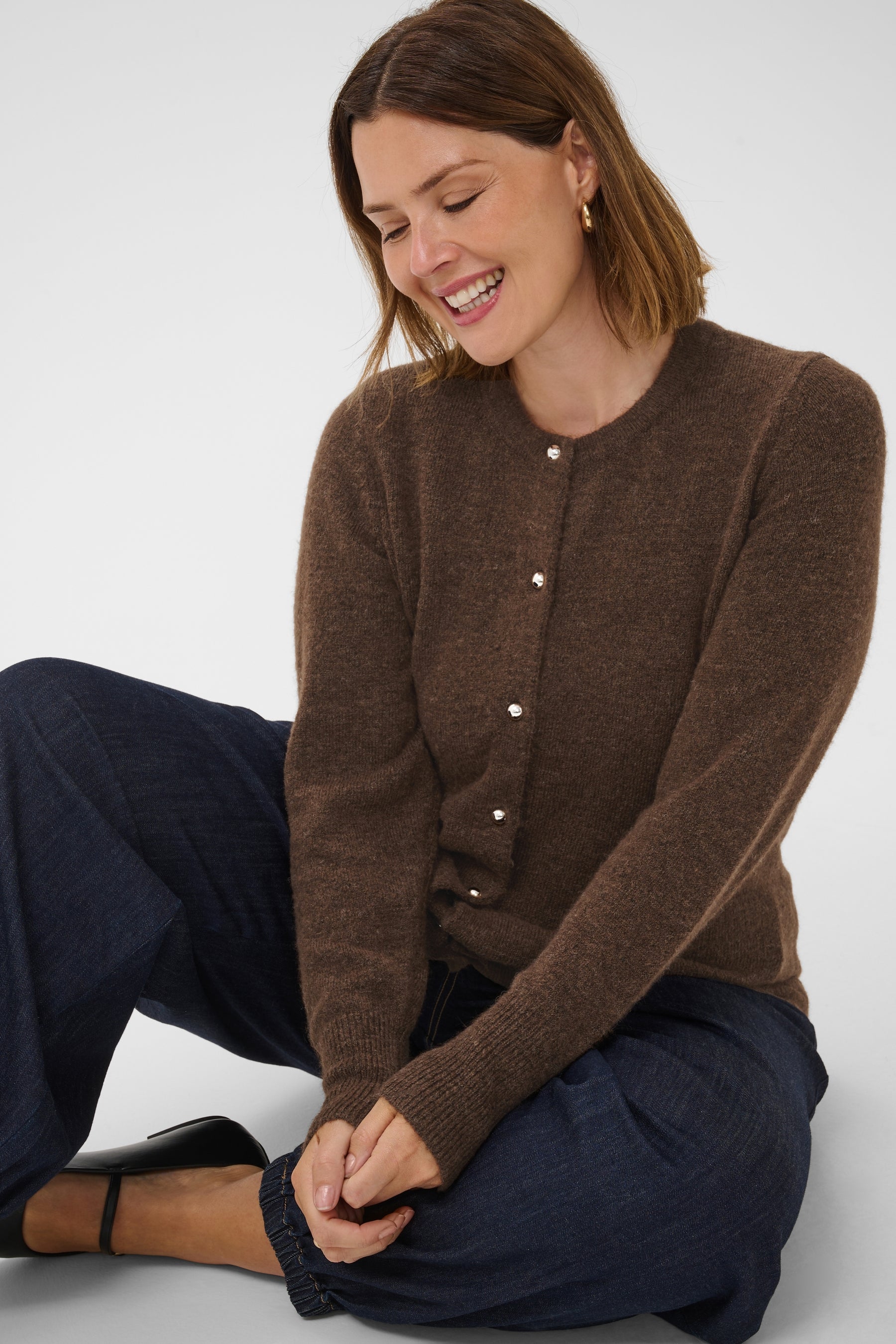 Kaffe Curve Niela Cardigan in Brown 