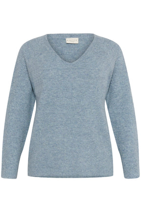 Kaffe Curve Niela V-Neck Jumper in Blue