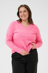 Kaffe Curve Niela V-Neck Jumper in Pink