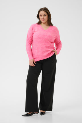 Kaffe Curve Niela V-Neck Jumper in Pink