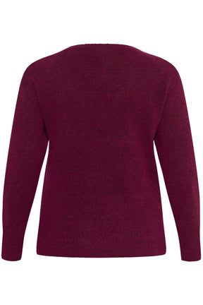 Kaffe Curve Niela V-Neck Jumper in Wine