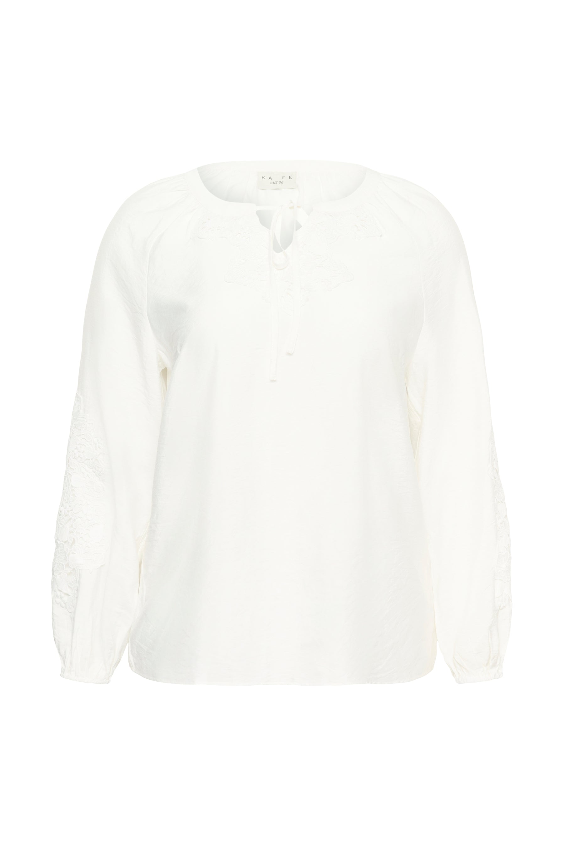 Kaffe Curve Nioma Tie Neck Blouse in White 