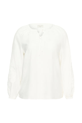 Kaffe Curve Nioma Tie Neck Blouse in White 
