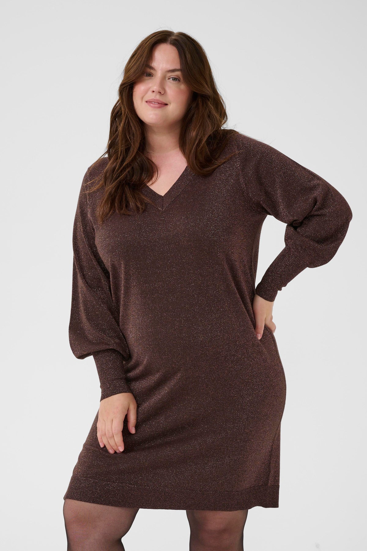 Kaffe Curve Regitta Dress in Chocolate