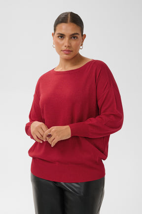 Kaffe Curve Regitta Knit Jumper in Crimson 