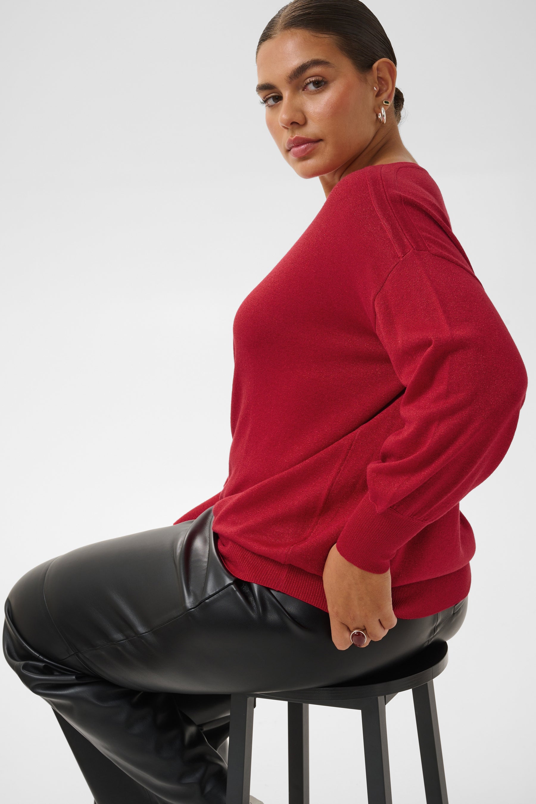 Kaffe Curve Regitta Knit Jumper in Crimson