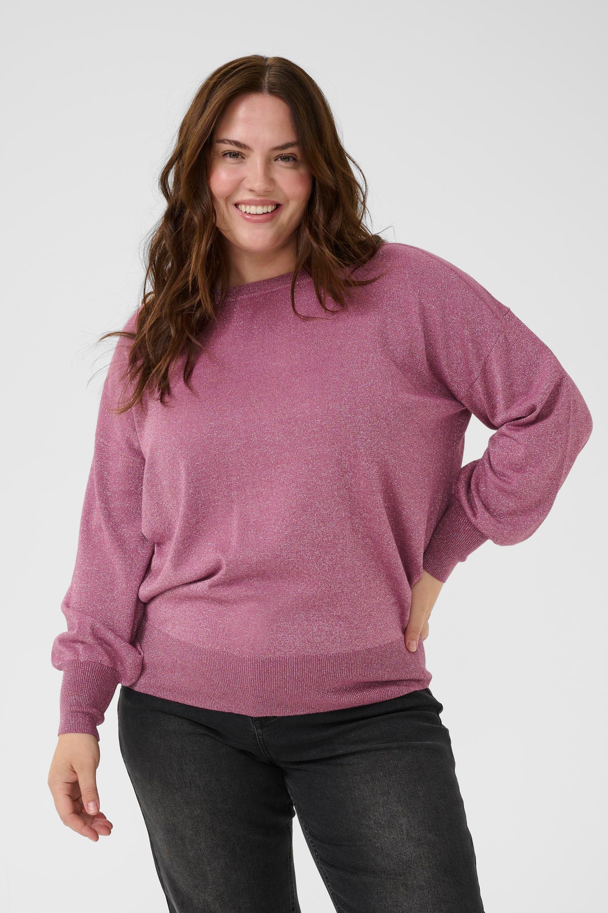 Kaffe Curve Regitta Knit Jumper in Pink