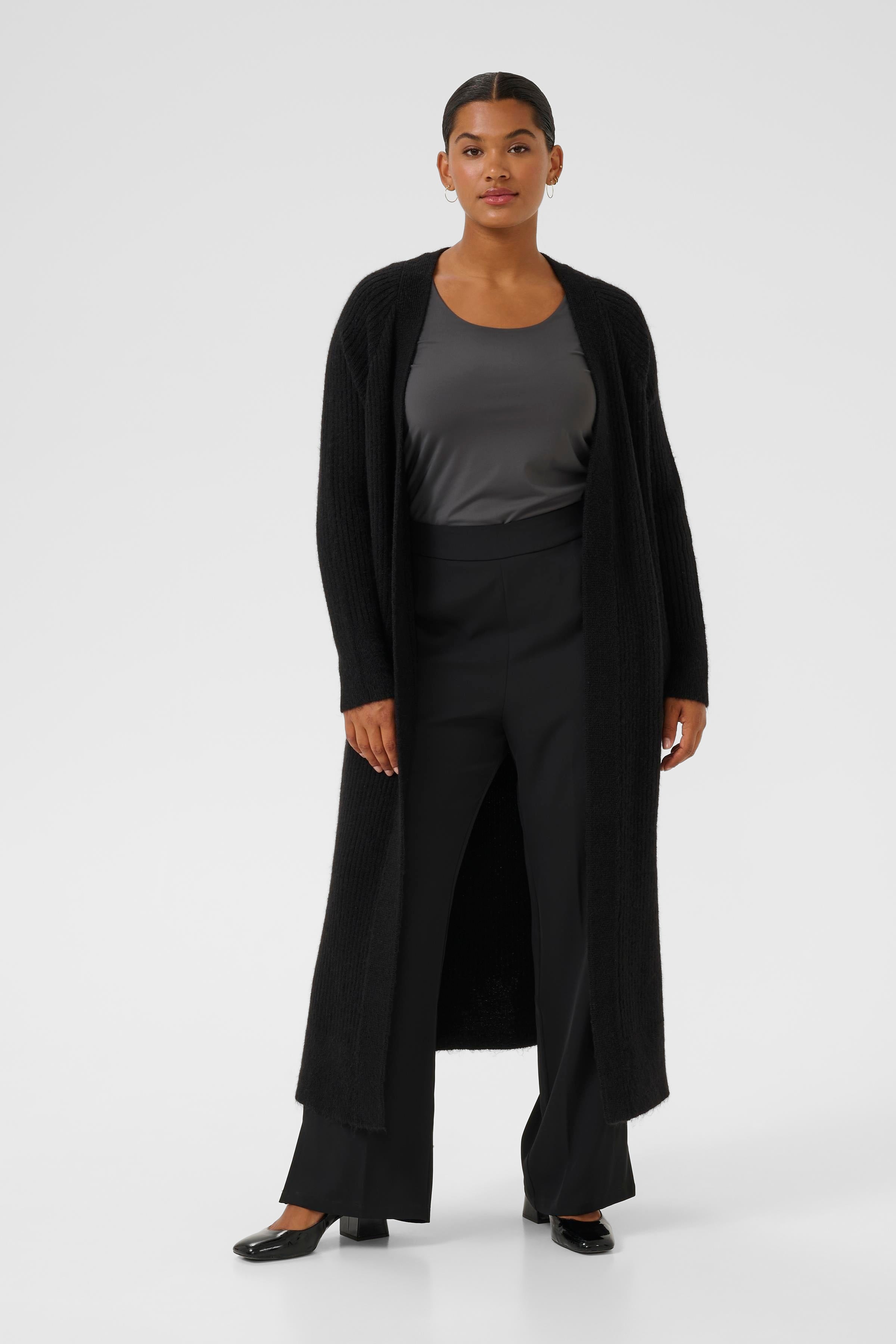 Kaffe Curve Rinye Cardigan Black | Plus Size Tops | Wardrobeplus.ie
