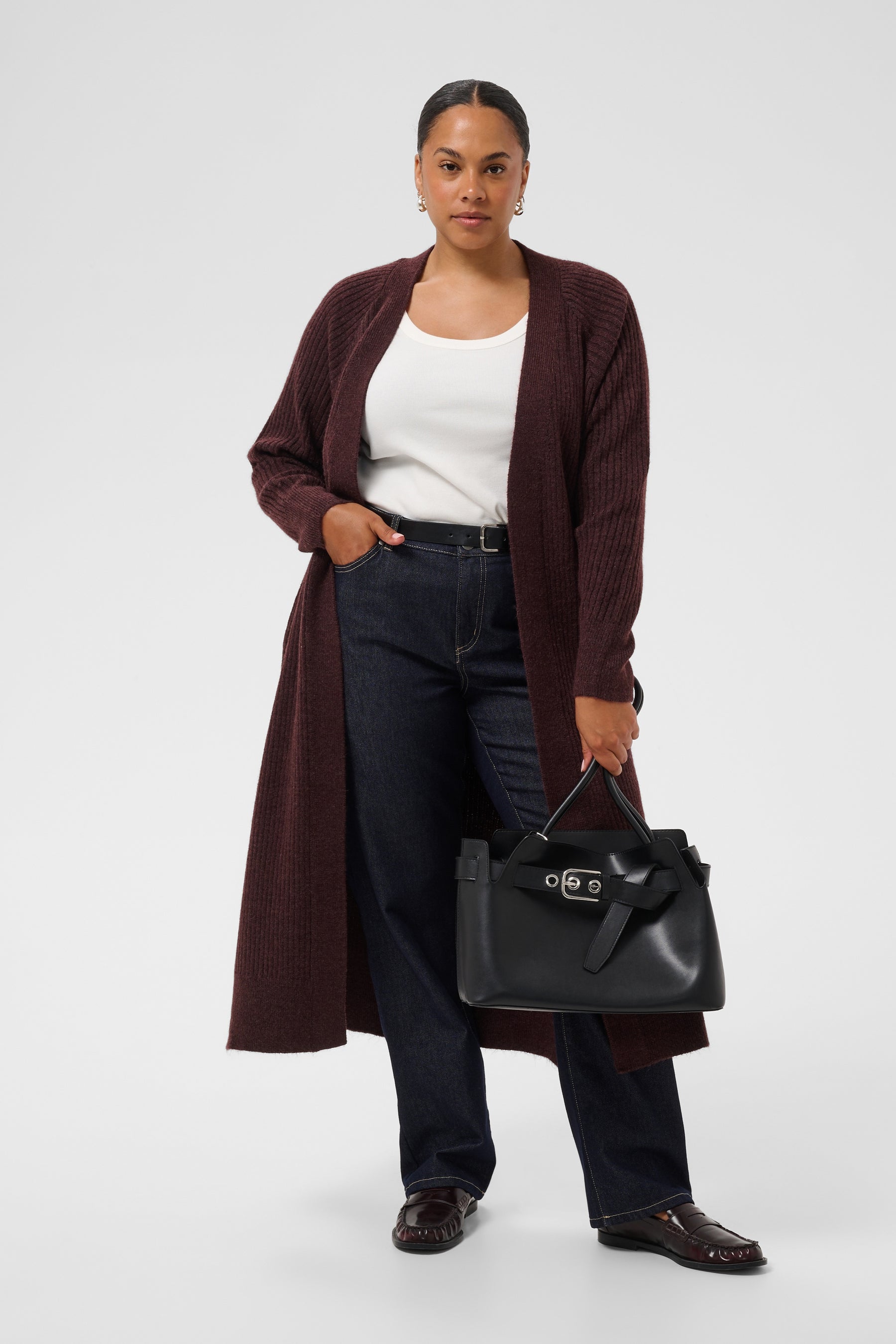 Kaffe Curve Rinye Cardigan in Fudge 