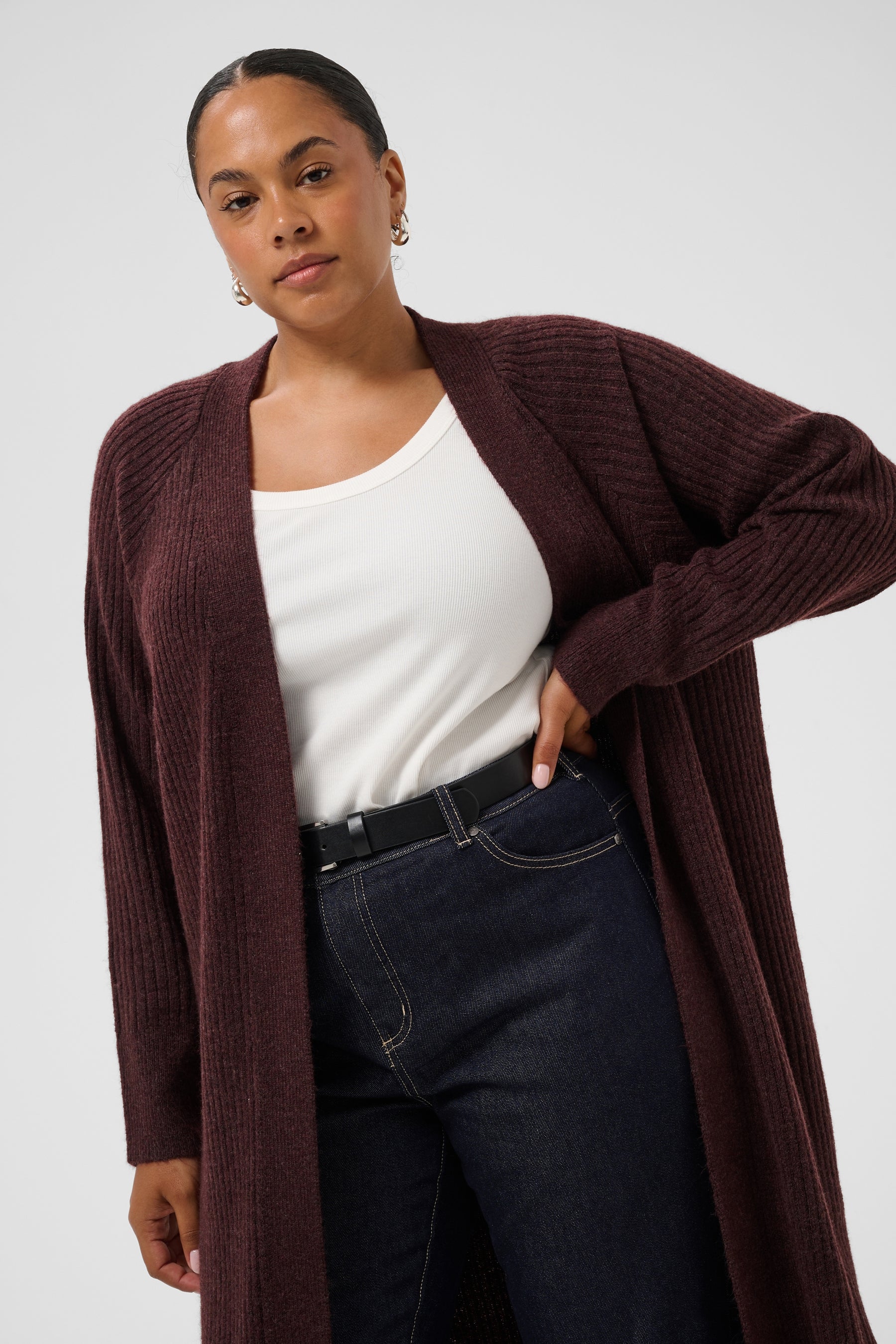 Kaffe Curve Rinye Cardigan in Fudge 