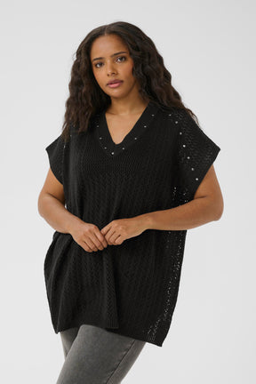 Kaffe Curve Rosa Poncho in Black