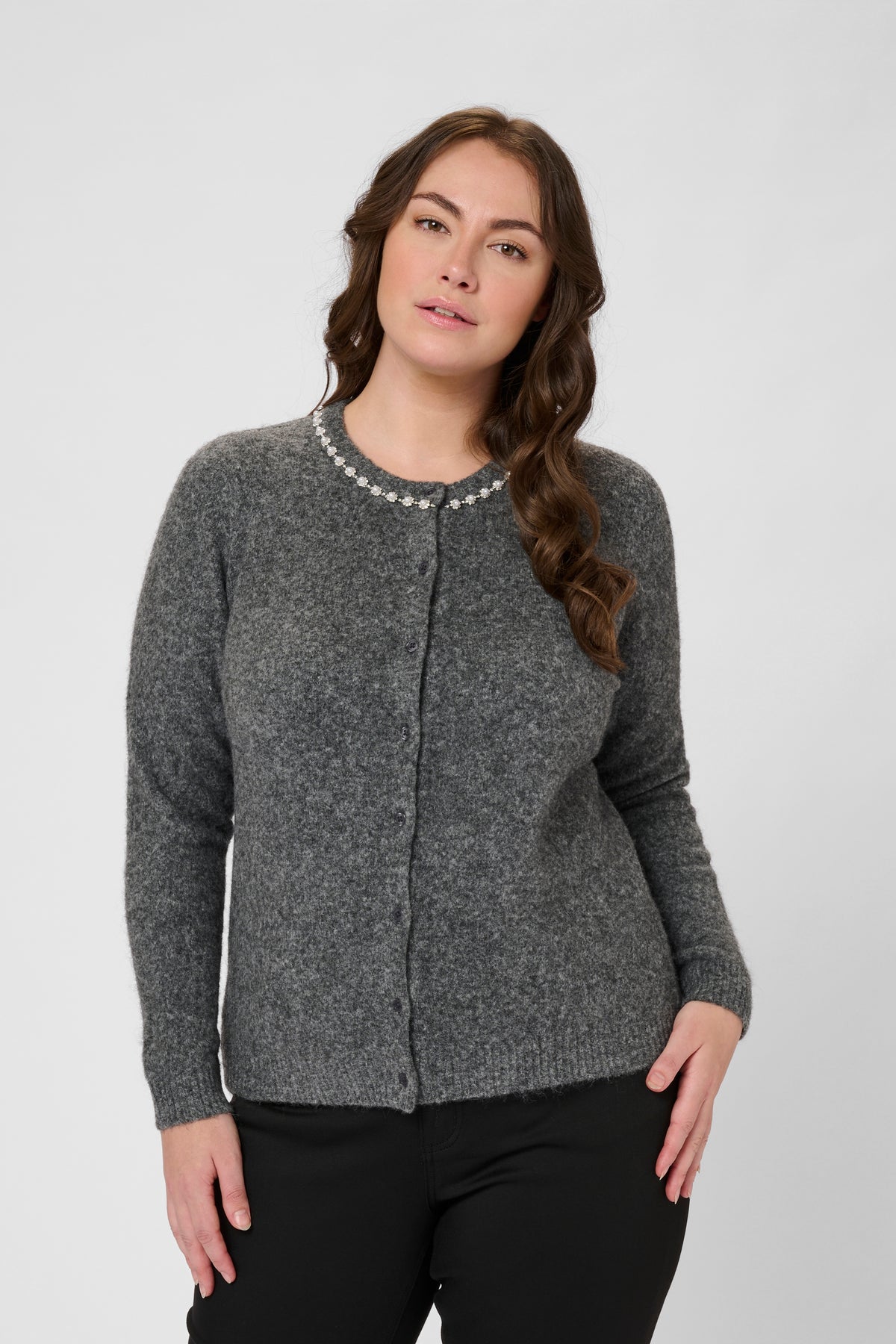 Kaffe Curve Roxia Cardigan in Grey