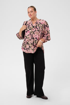 Kaffe Curve Sarina Blouse in Pink Flower 