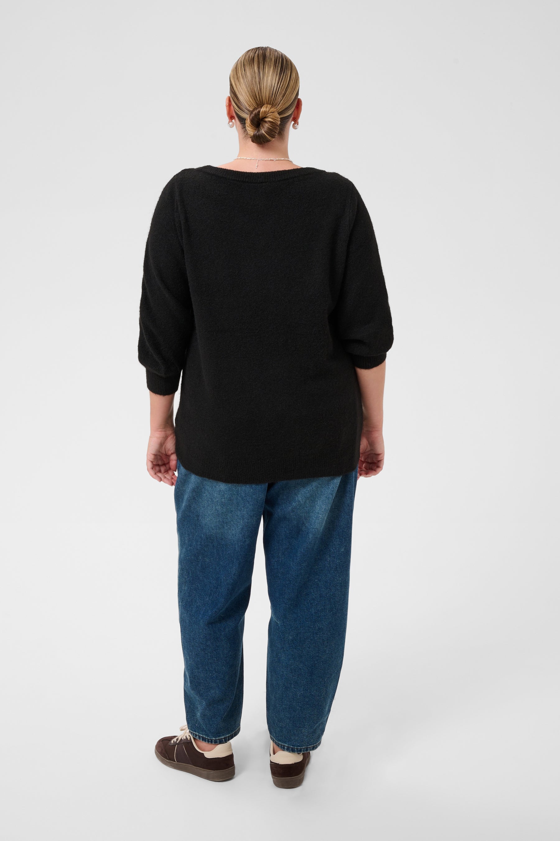 Kaffe Curve Selia Knit Top in Black 