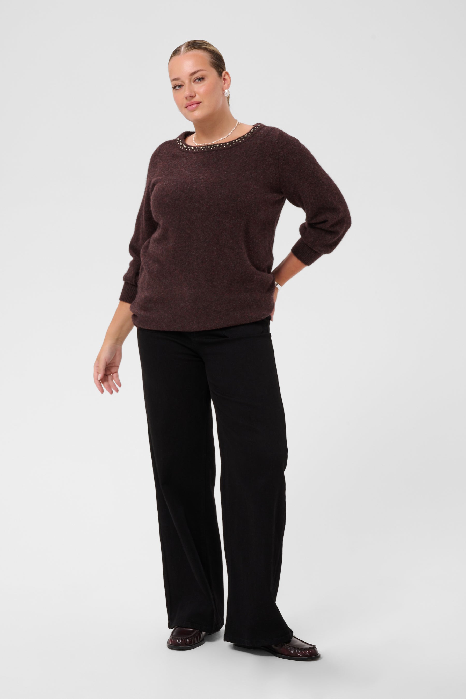 Kaffe Curve Selia Knit Top in Fudge 