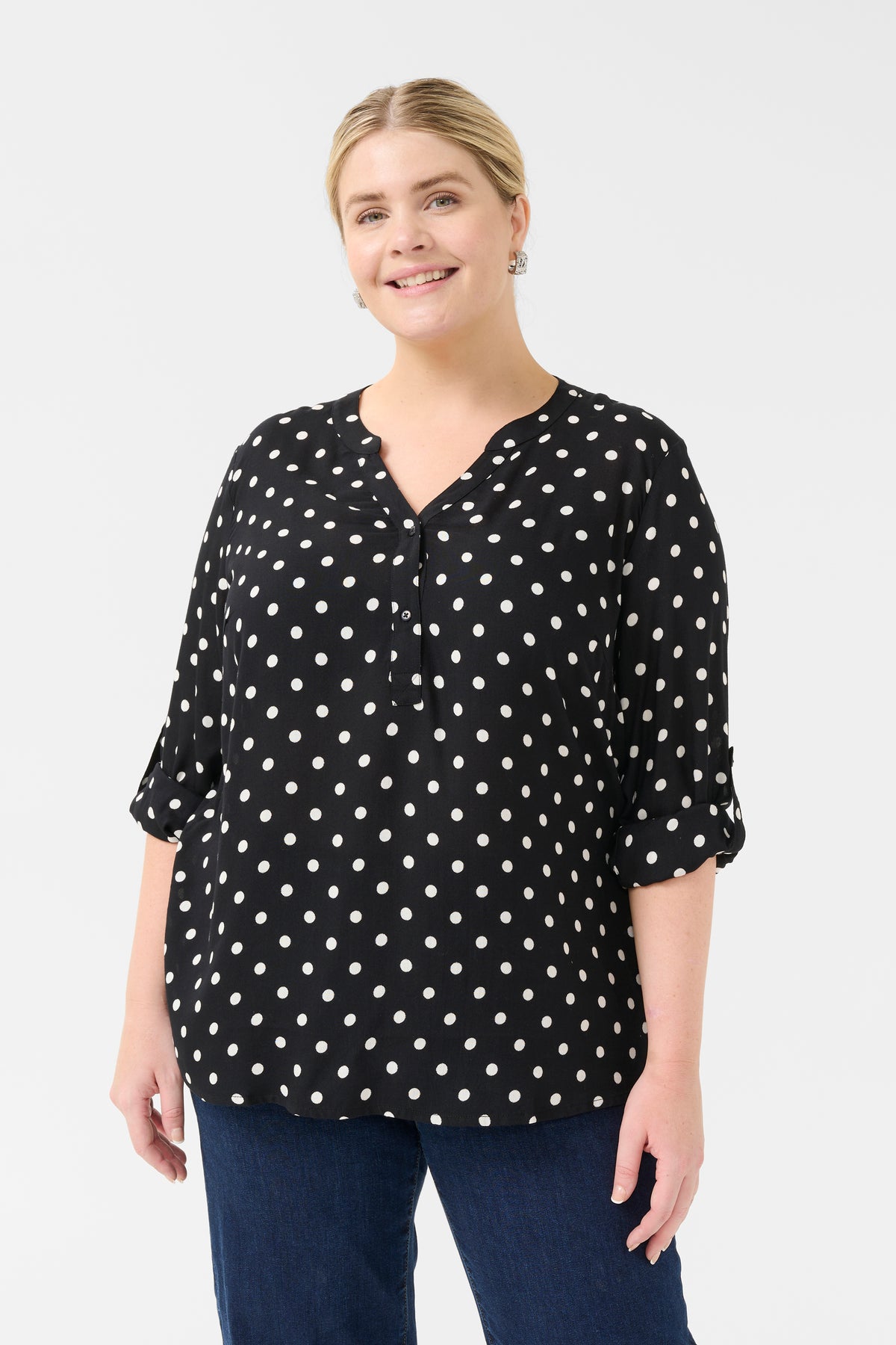 Kaffe Curve Sida Dot Blouse in Black
