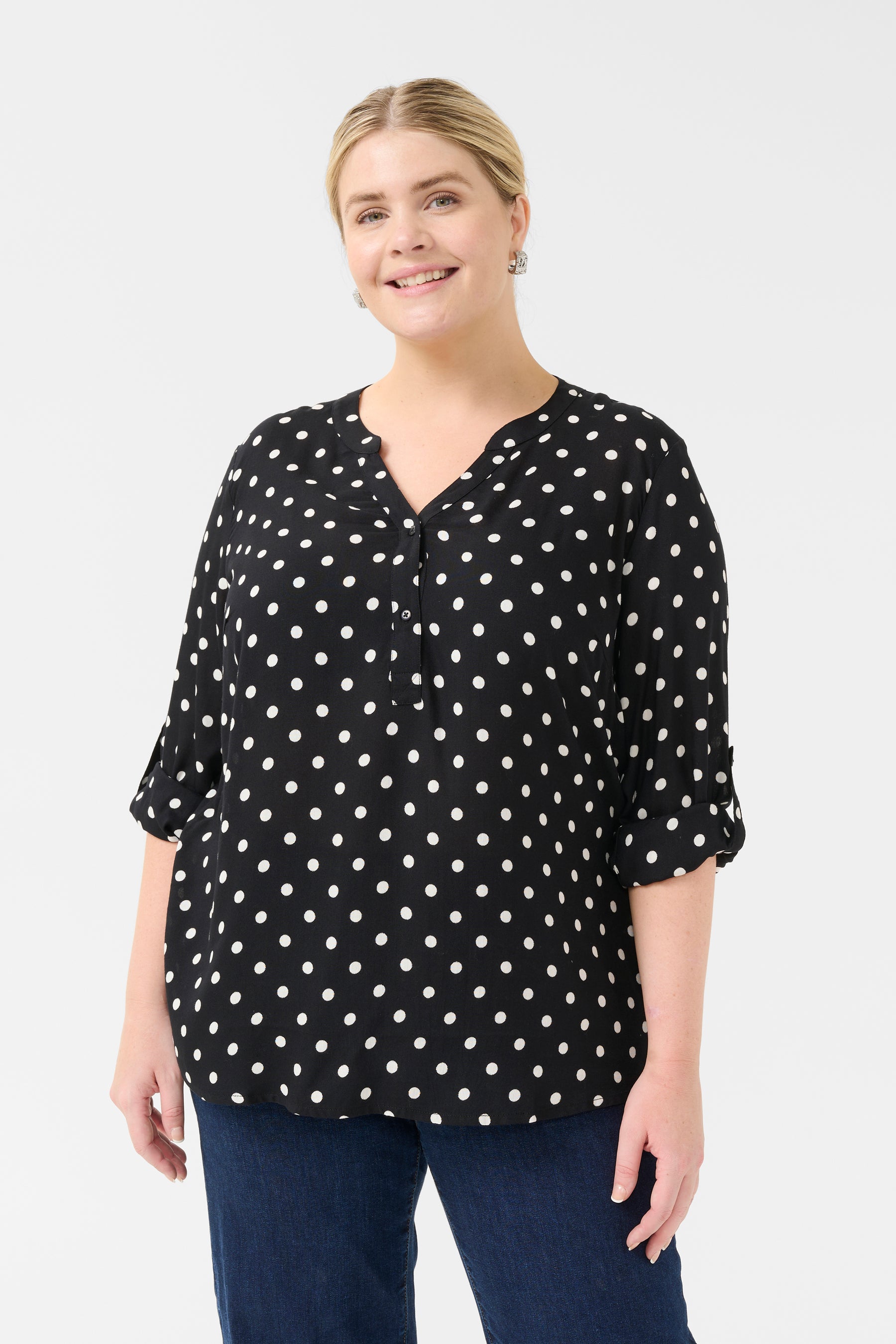 Kaffe Curve Sida Dot Blouse in Black