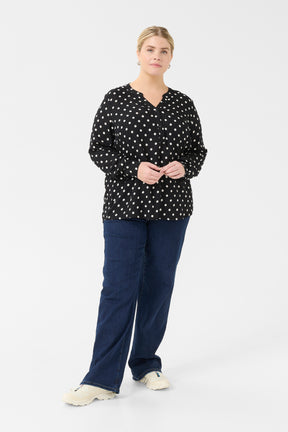Kaffe Curve Sida Dot Blouse in Black
