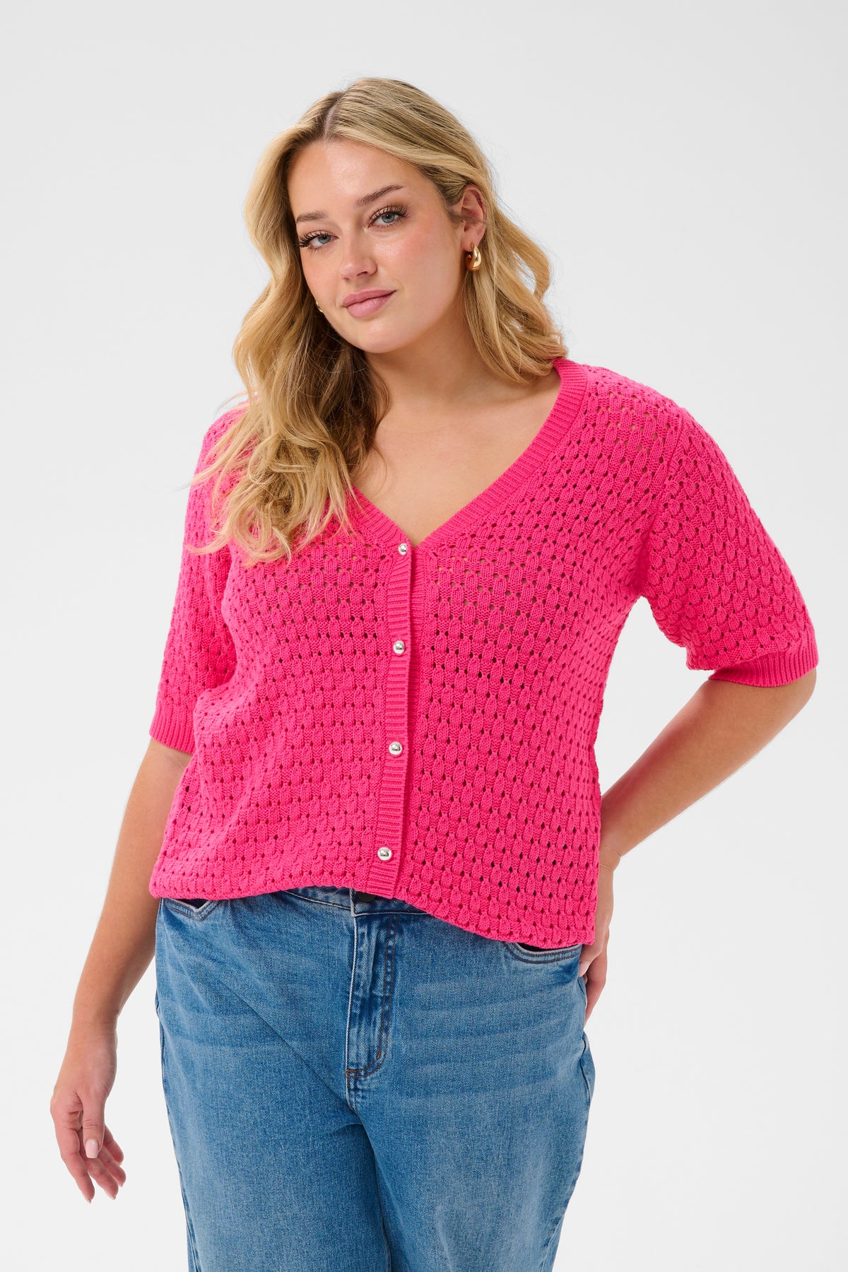Kaffe Curve Silje Cardigan in Fuchsia 