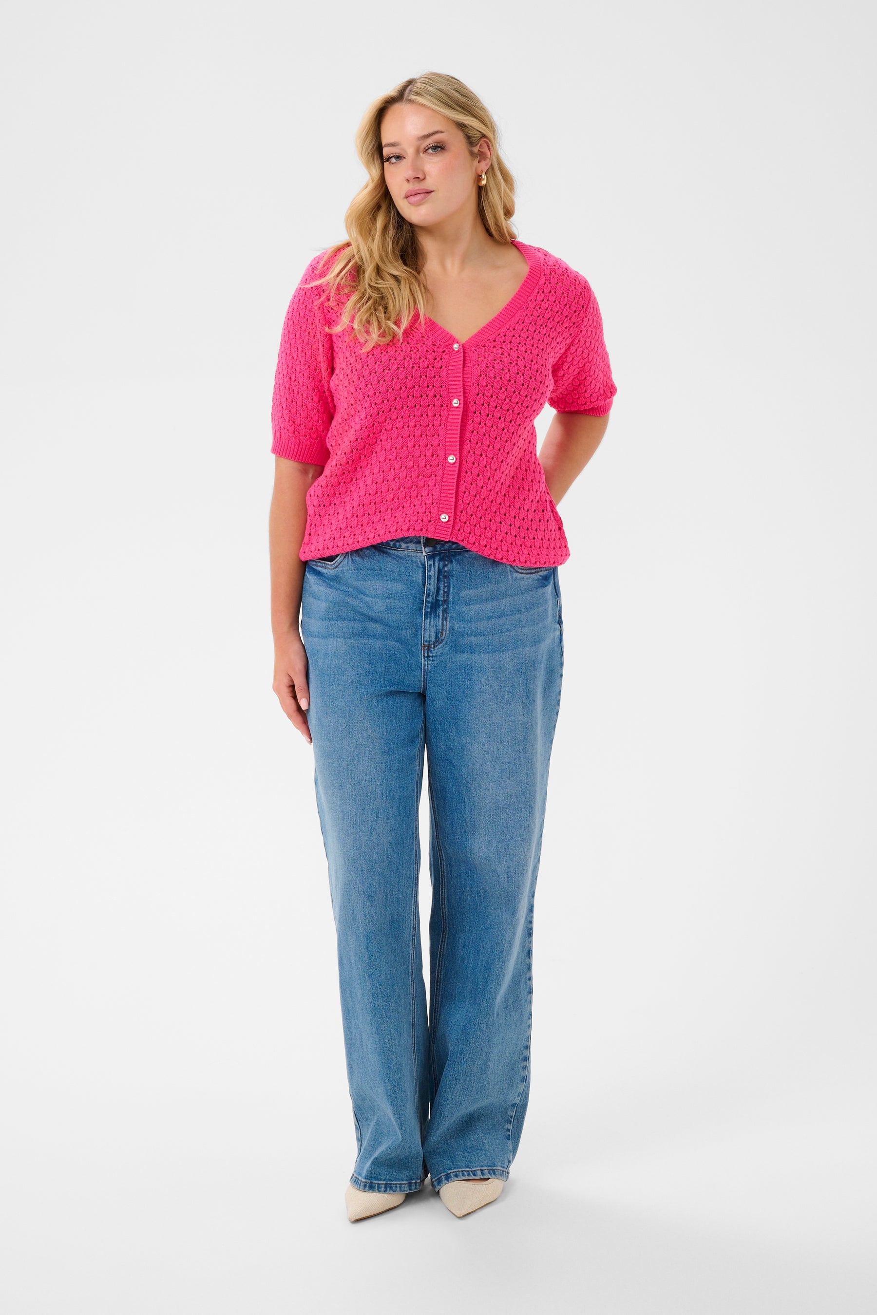 Kaffe Curve Silje Cardigan in Fuchsia 