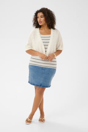 Kaffe Curve Silje Short Cardigan in White 