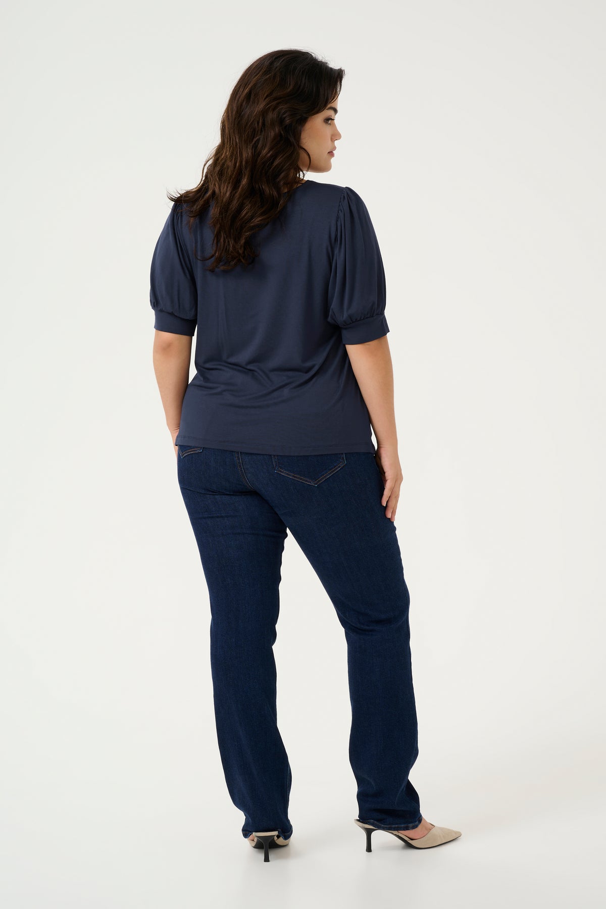 Kaffe Curve Sissy Blouse in Navy