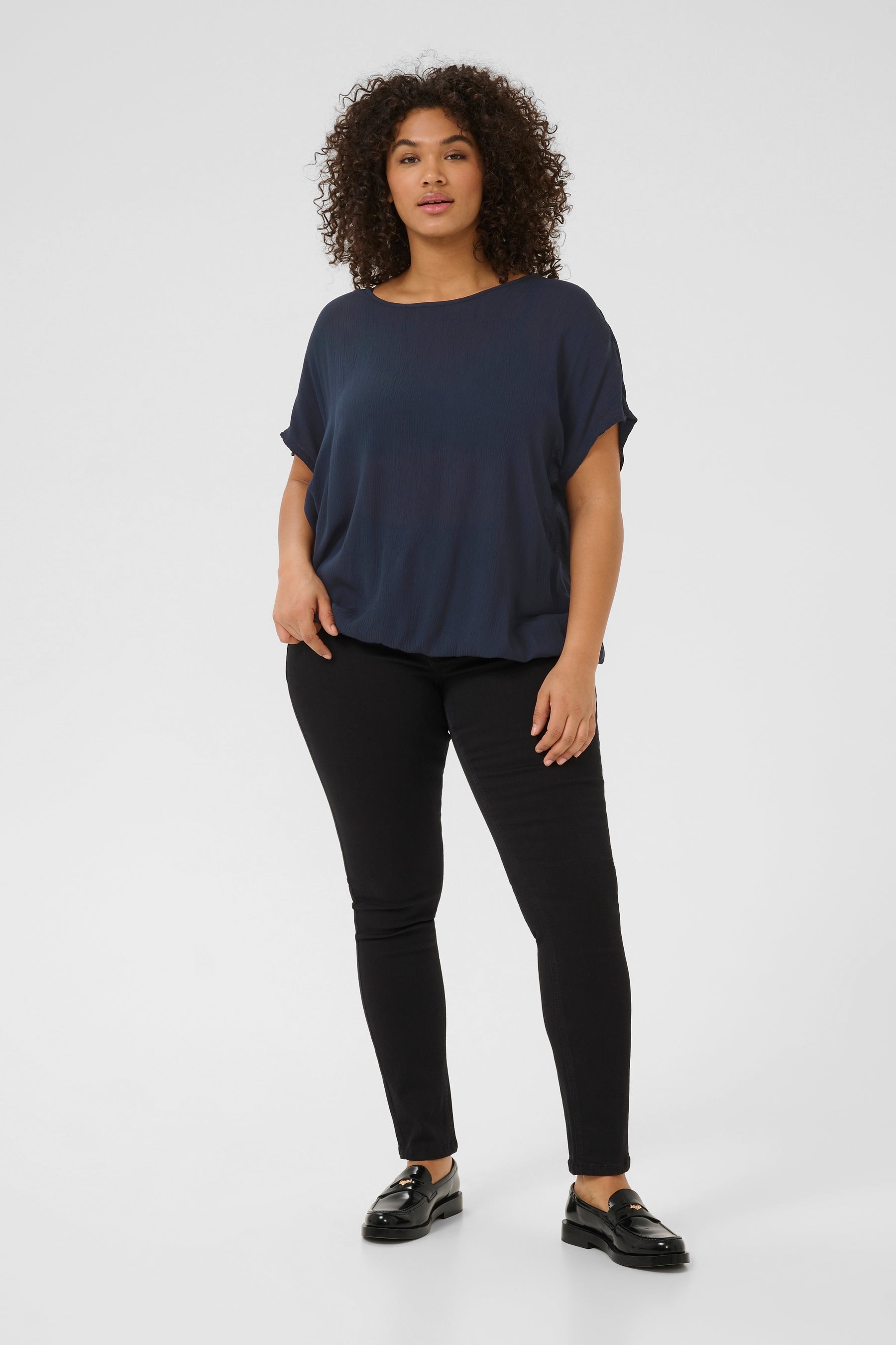 Kaffe Curve Stanley Blouse in Navy
