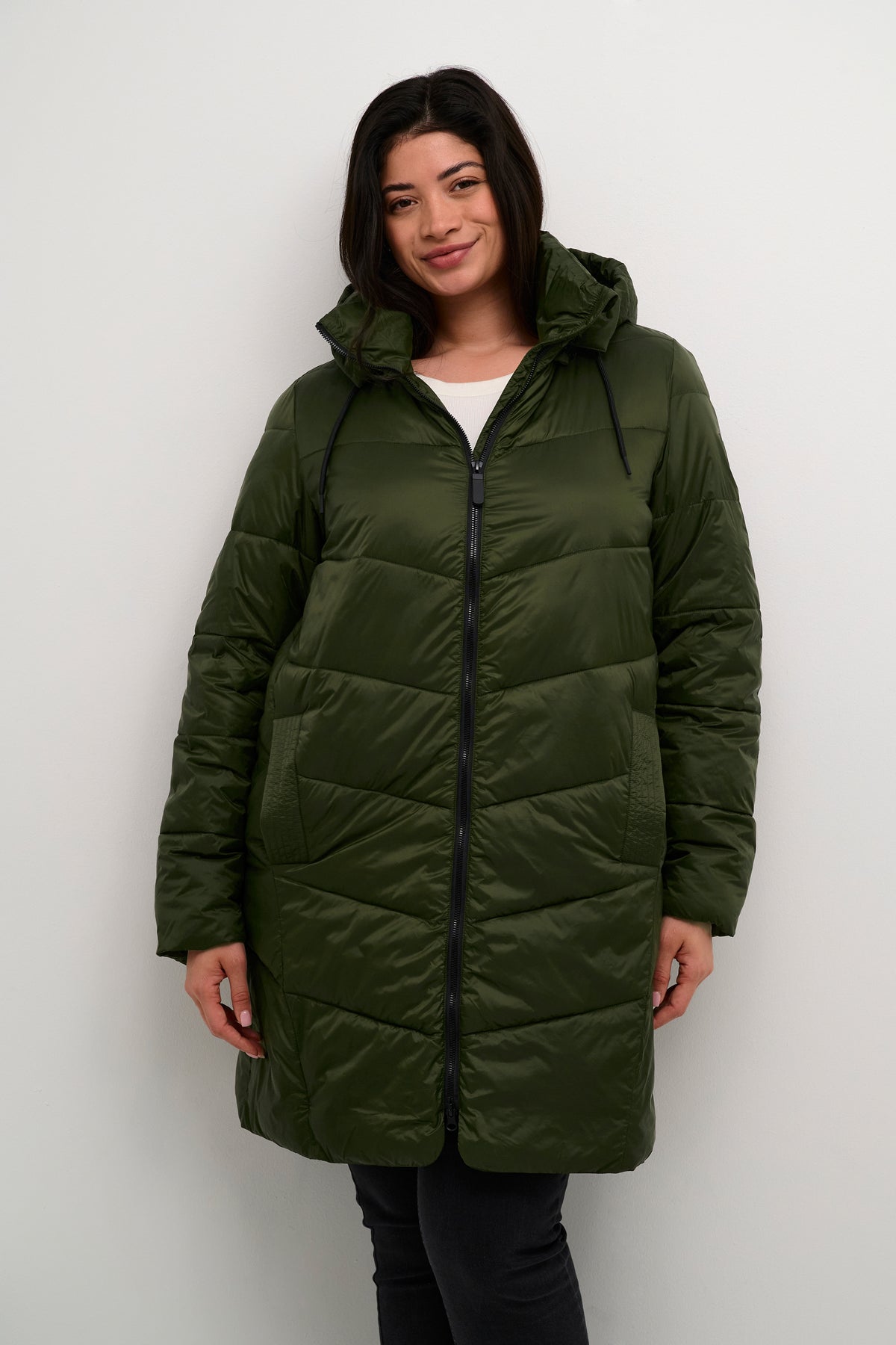 Kaffe Curve Susanna Coat in Khaki