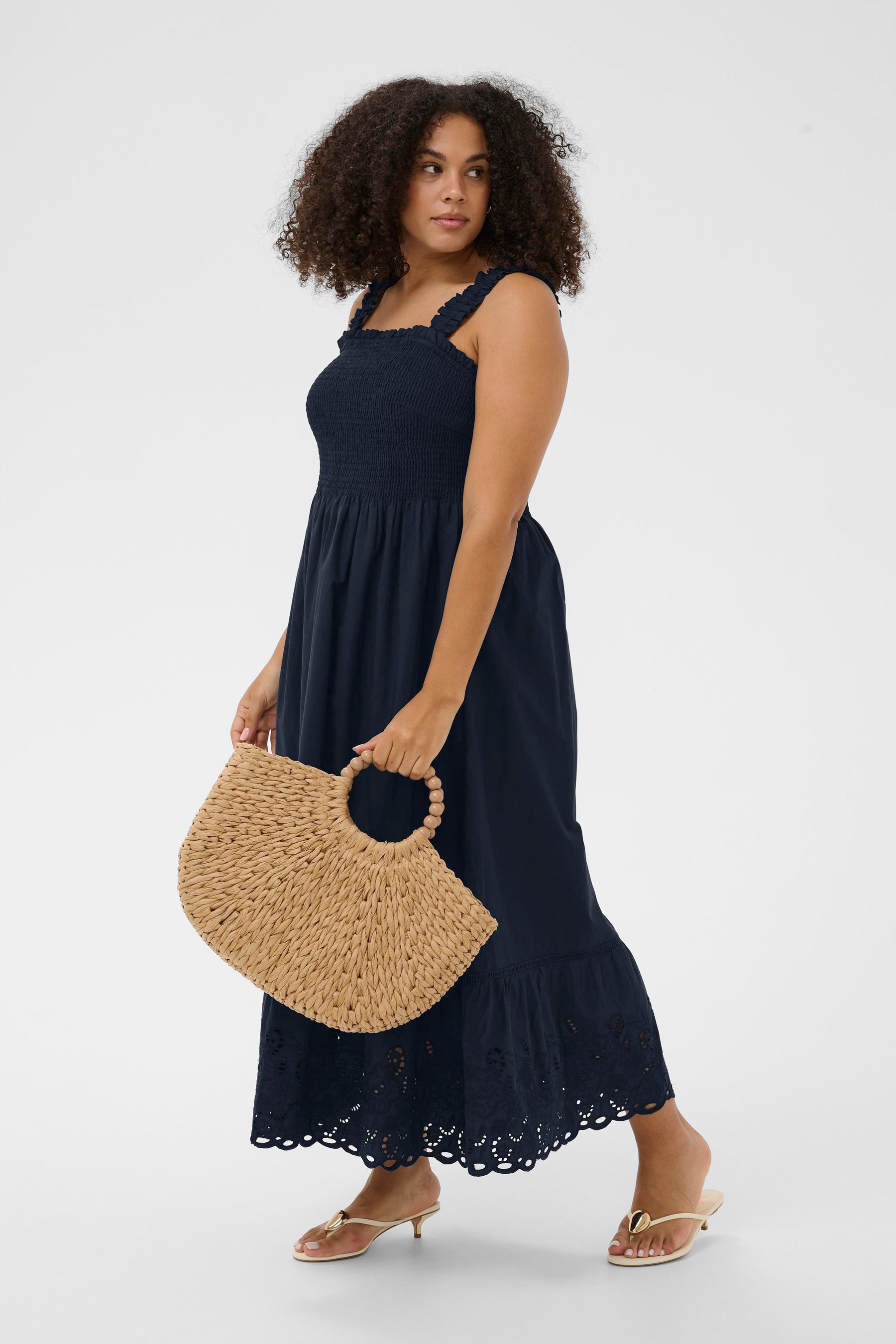 Kaffe Curve Trudi Dress in Navy