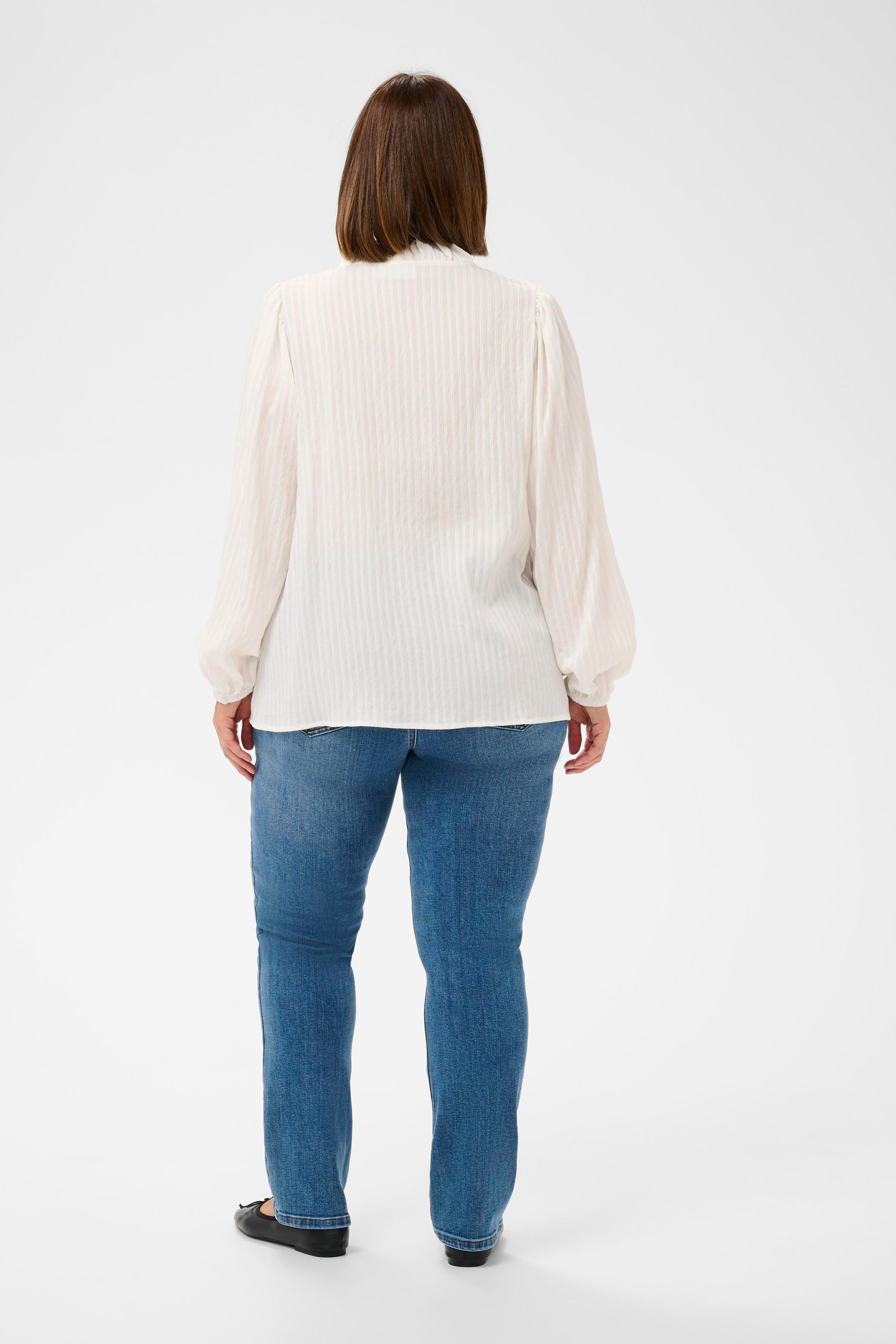 Kaffe Curve Uma Frill Shirt in White