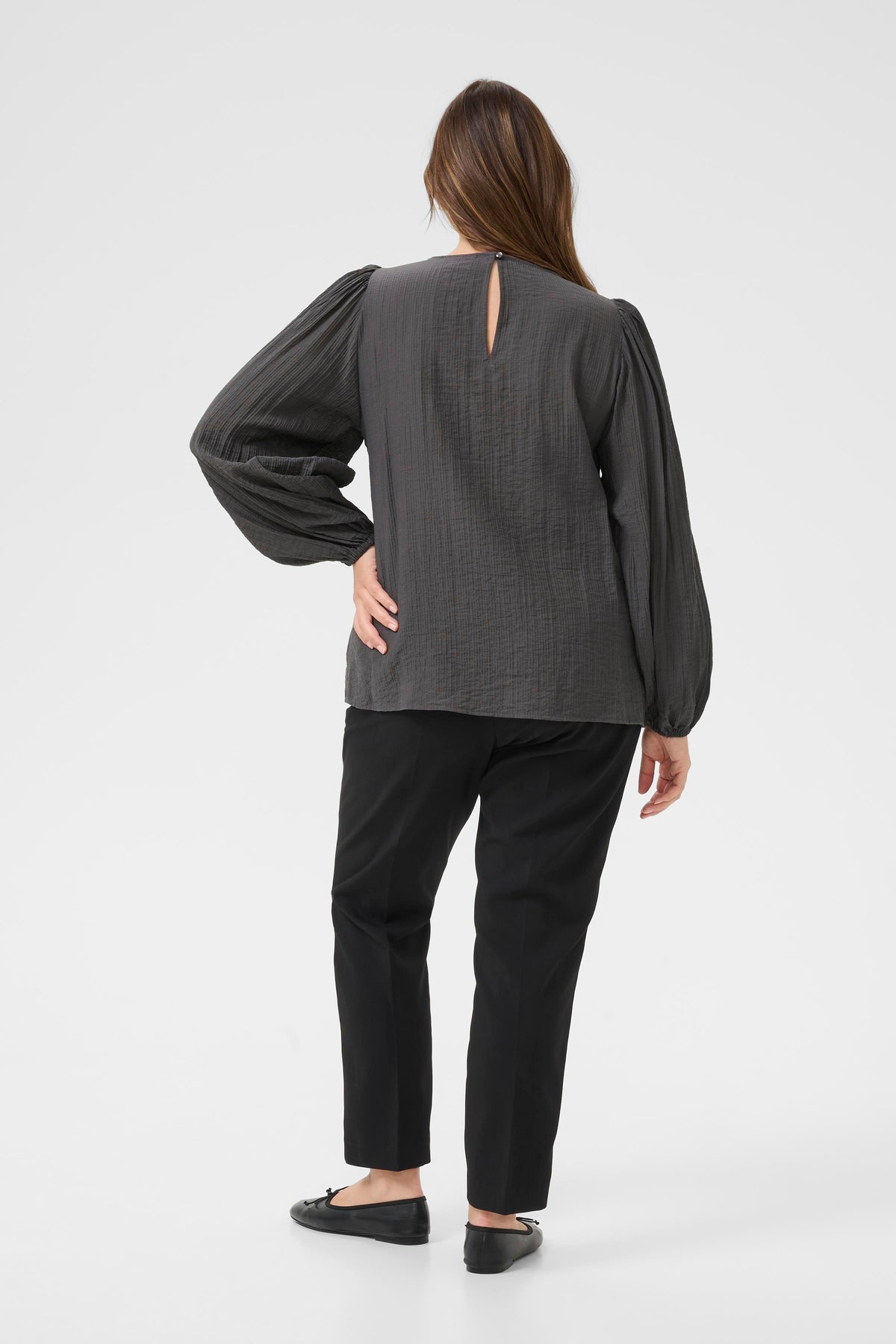 Kaffe Curve Viva Blouse in Charcoal