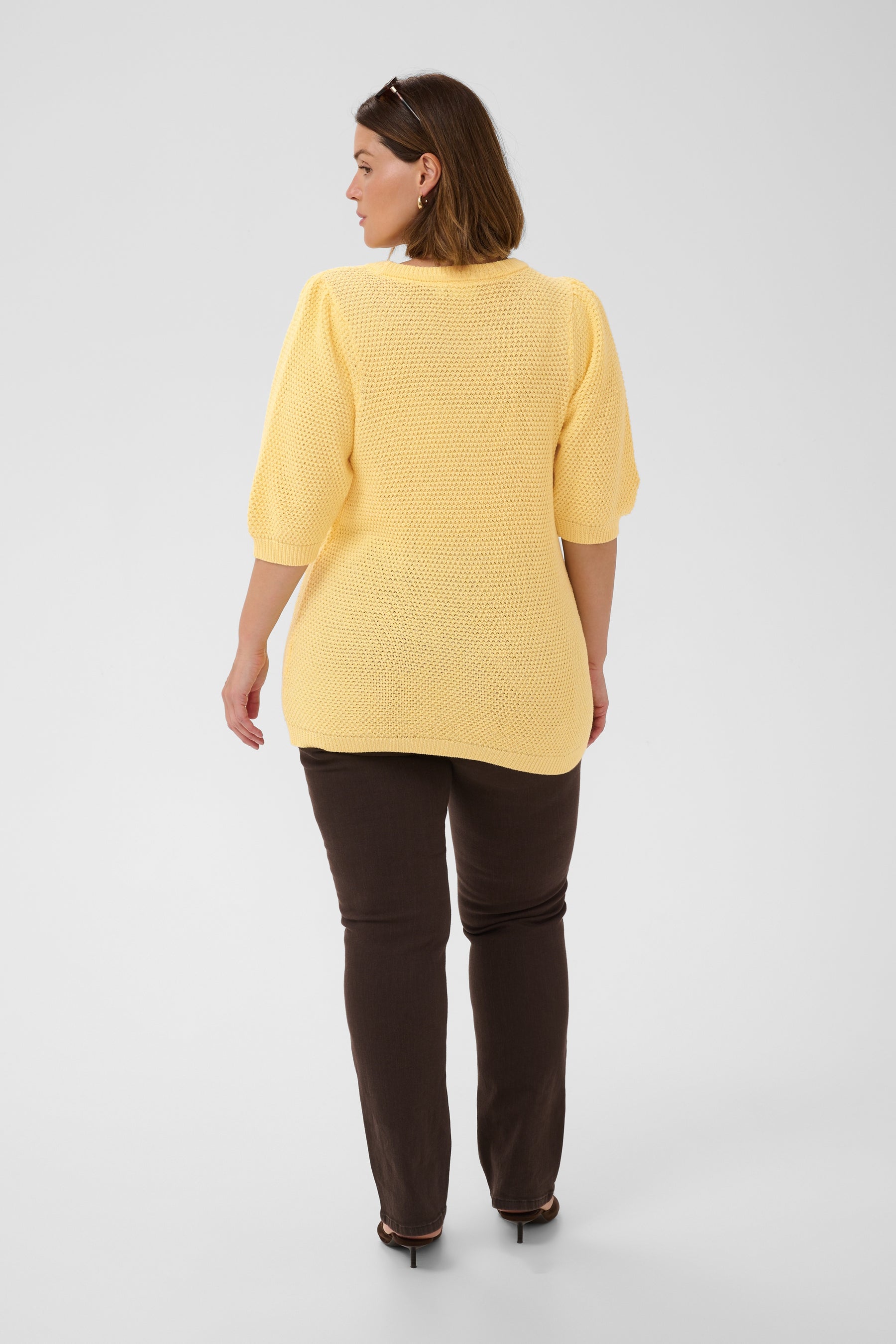 Kaffe Curve Viviana Knit Top in Yellow 