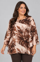 Kimberly Floral Blouse in Tan 
