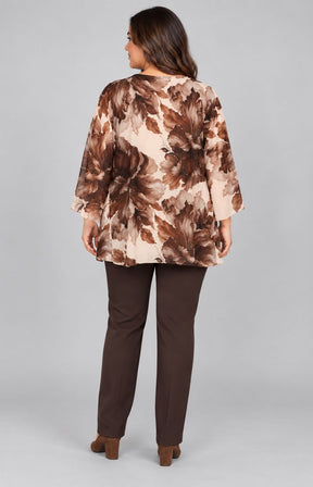 Kimberly Floral Blouse in Tan 