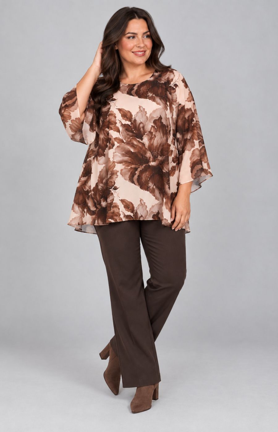 Kimberly Floral Blouse in Tan 