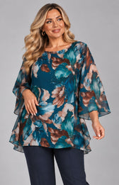 Kimberly Floral Blouse in Teal 