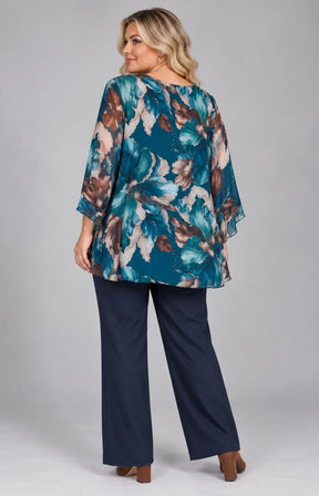 Kimberly Floral Blouse in Teal 