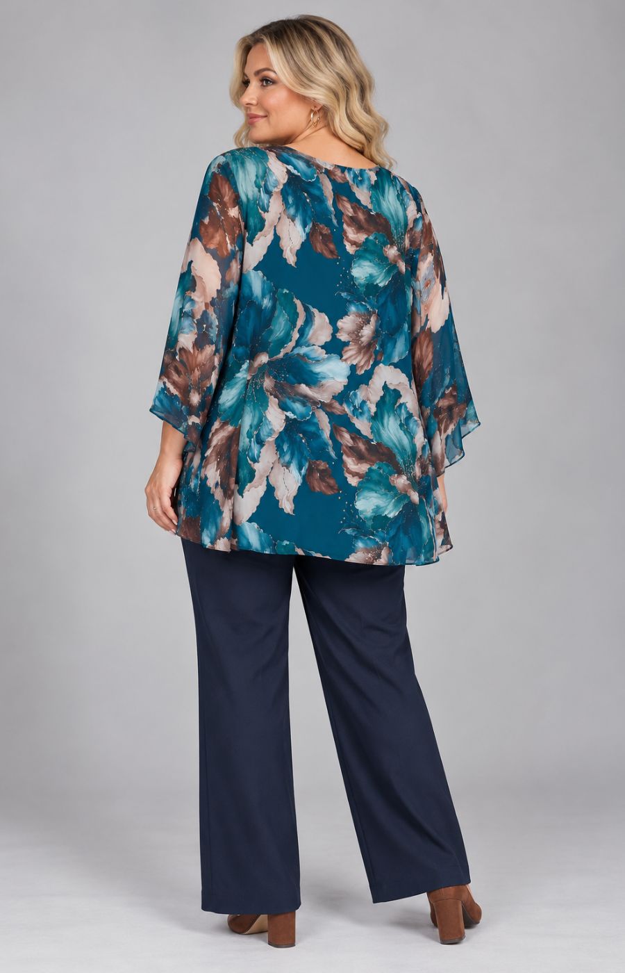 Kimberly Floral Blouse in Teal 