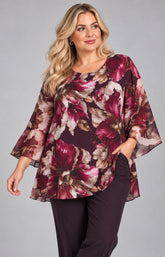 Kimberly Floral Blouse in Wine 