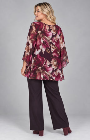 Kimberly Floral Blouse in Wine 