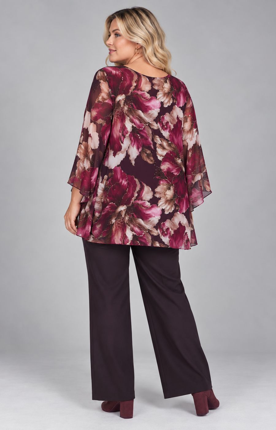 Kimberly Floral Blouse in Wine 