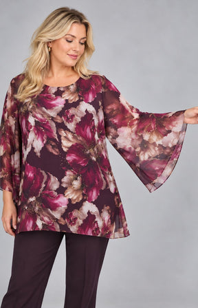 Kimberly Floral Blouse in Wine 