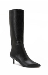 Kitten Heel Knee High Boot in Black