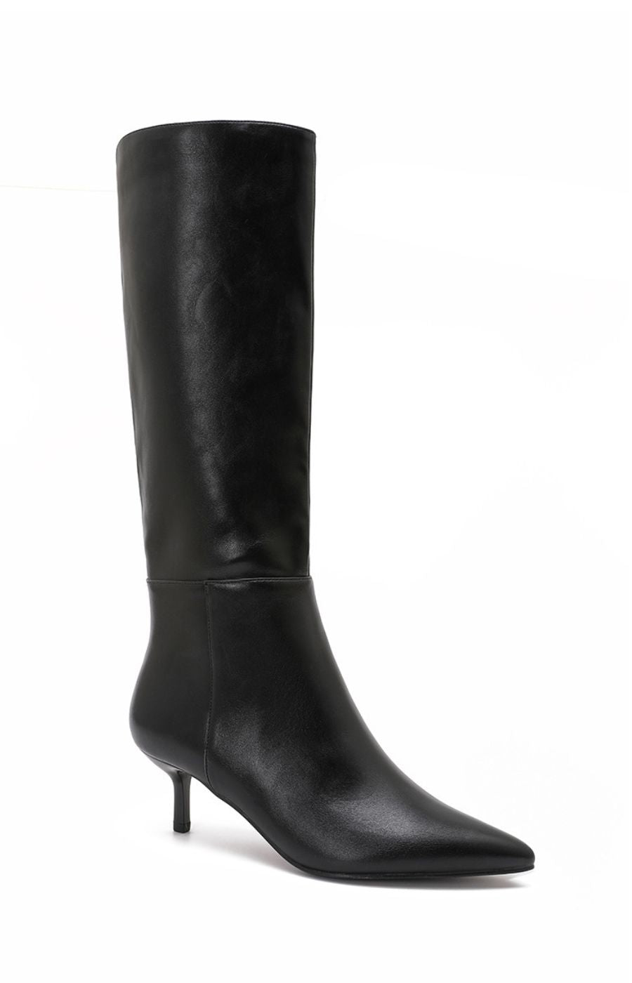 Kitten Heel Knee High Boot in Black