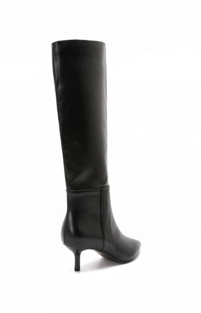 Kitten Heel Knee High Boot in Black