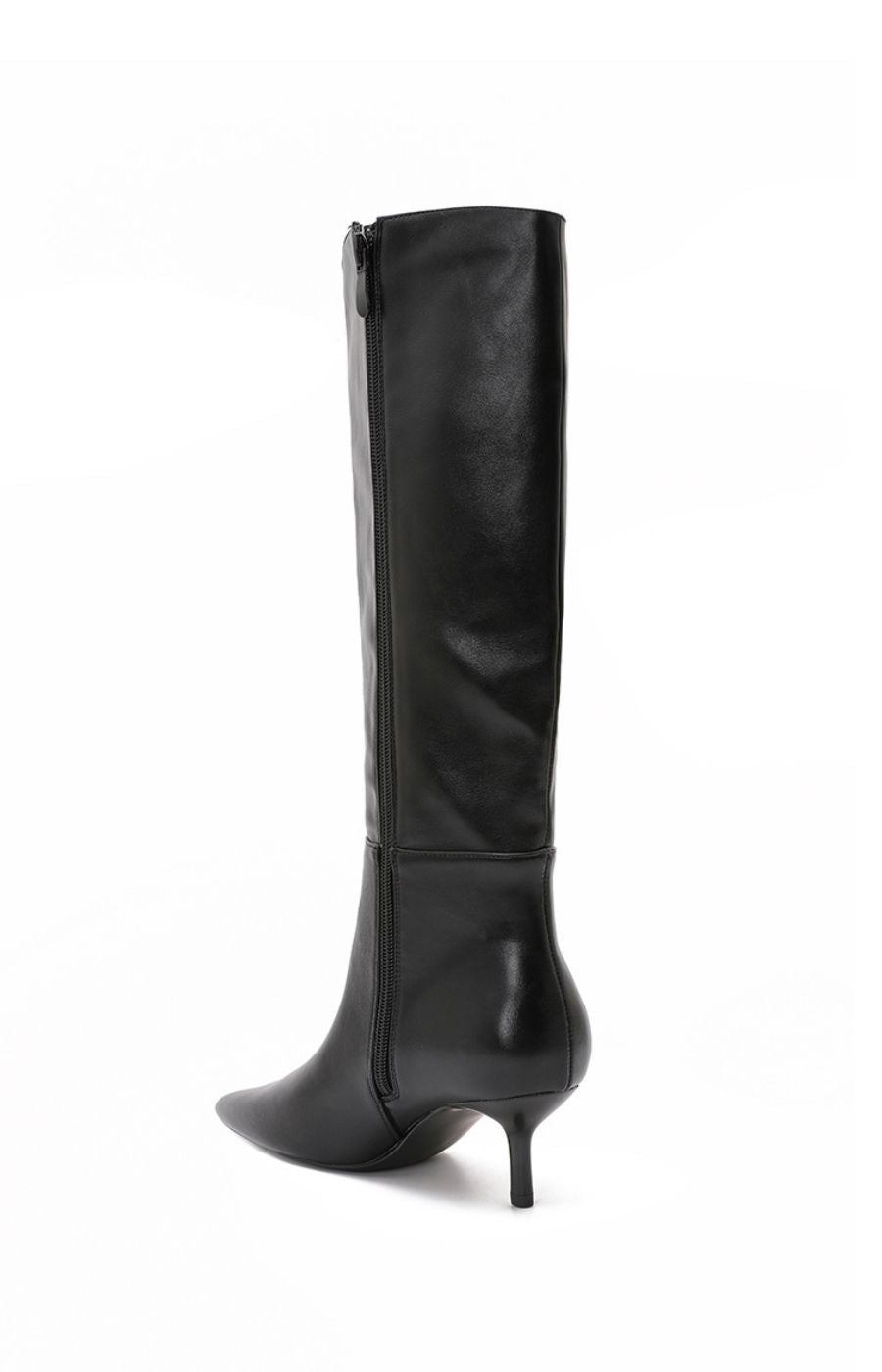 Kitten Heel Knee High Boot in Black